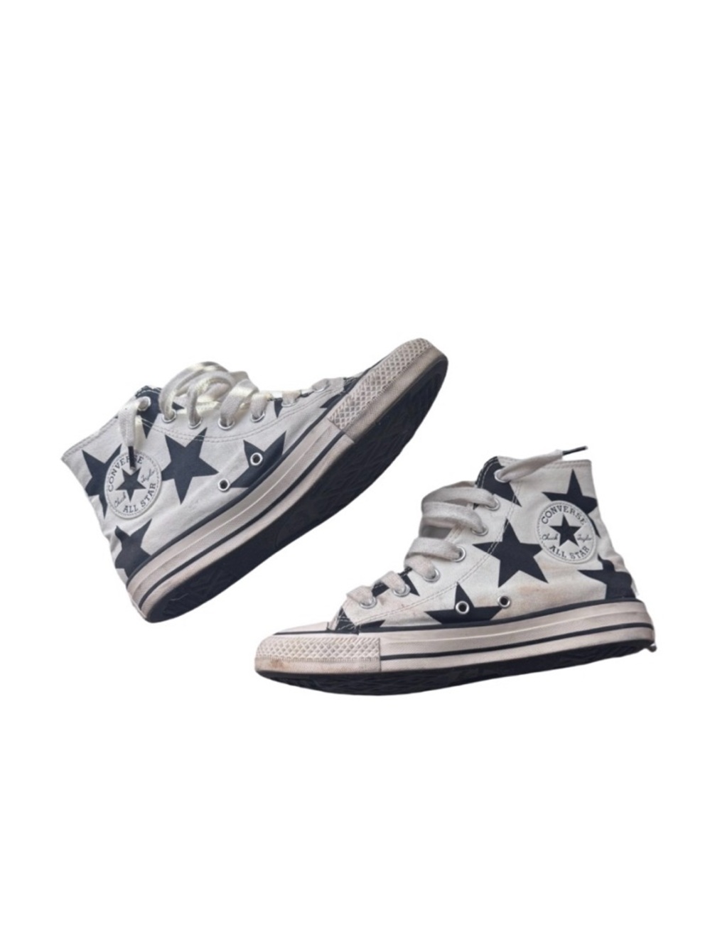 Converse White High-Top Sneakers with Black Star Print